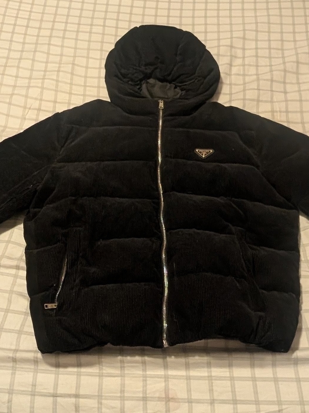 Prada Black Quilted Men's Hooded Puffer Jacket